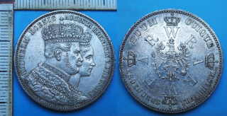 1861 A - tolar, stříbro -  Wilhelm I., Prusko, korunovace, krásný