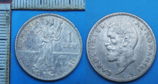 1911 - 1 leu, stříbro - Carol I., Rumunsko