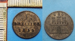 1855 - 1 dreiling, stříbro - Svobodné město Hamburg