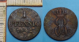 1842 S - 1 pfennig - Ernst August I., Hannover