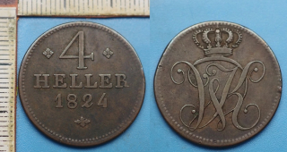 1824 - 4 heller - Wilhelm II., Hesse-Cassel