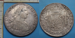1809 Mo TH - 8 reales, stříbro - Ferdinand VII., Mexiko