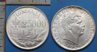 1946 - 25000 lei, stříbro - Rumunsko, Michal I.